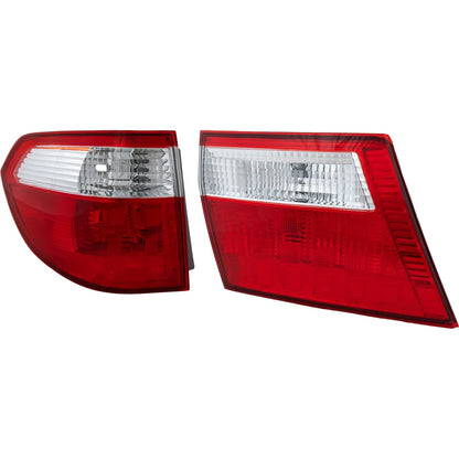 Tail Light Set for Honda Odyssey (2005–2007) Left Inner Outer Clear/Red Halogen