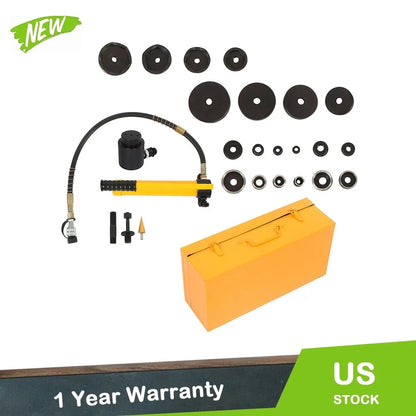10 Dies Hydraulic Knockout Punch Driver Tool Kit 15 Ton 1/2" to 4