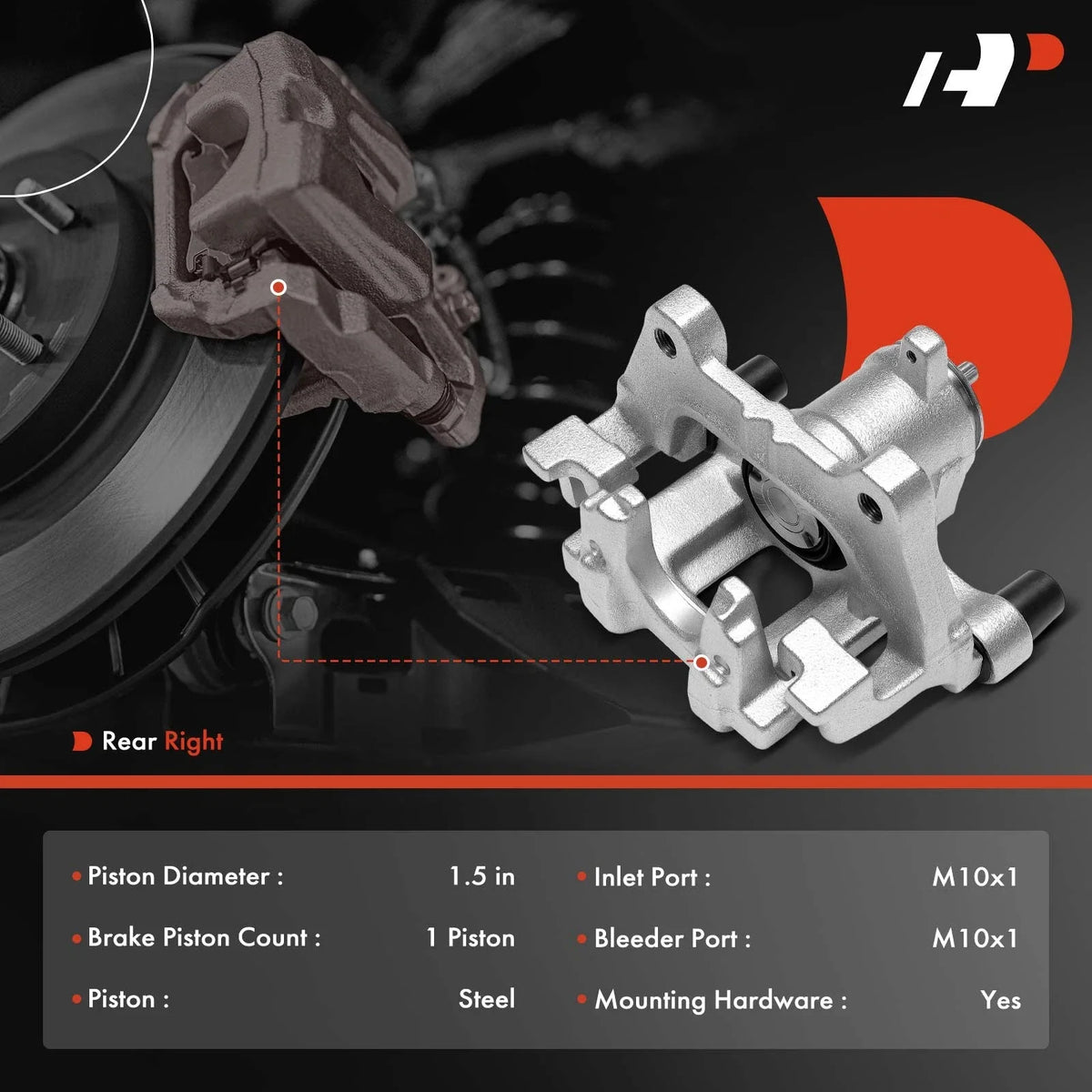 Passenger Side Rear Brake Caliper with Bracket for Honda Civic Si 2017-2018