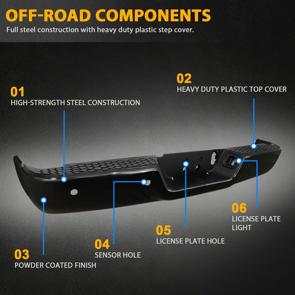 Bumper Assembly Rear for Ram 2500 3500 (2013-2018) with Sensor Holes