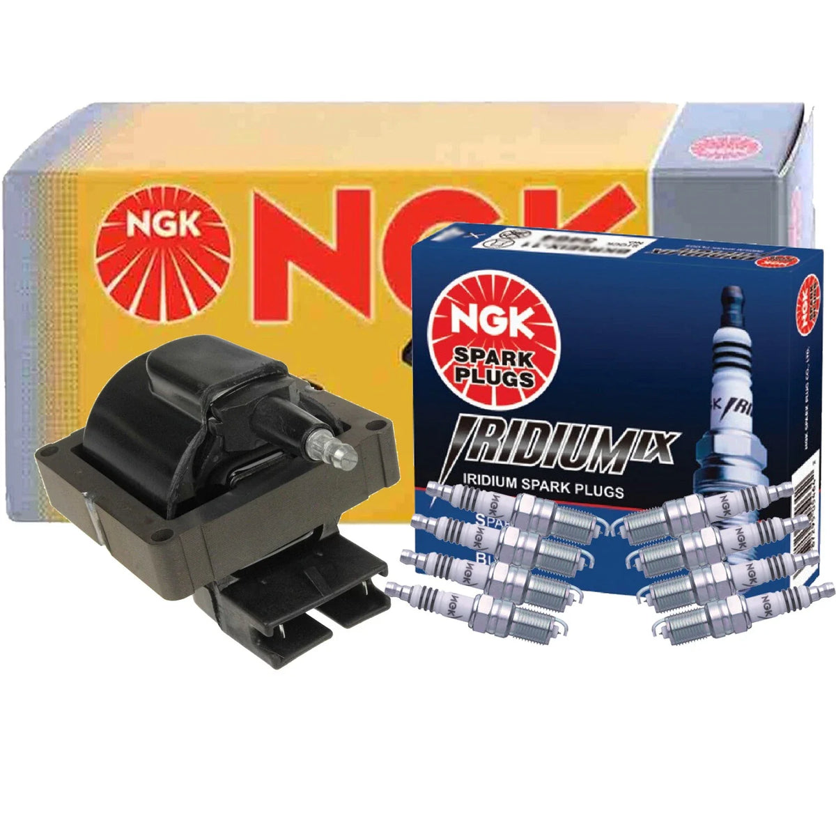NGK HEI Ignition Coil & 8 Iridium IX Spark Plugs for Ford Mustang