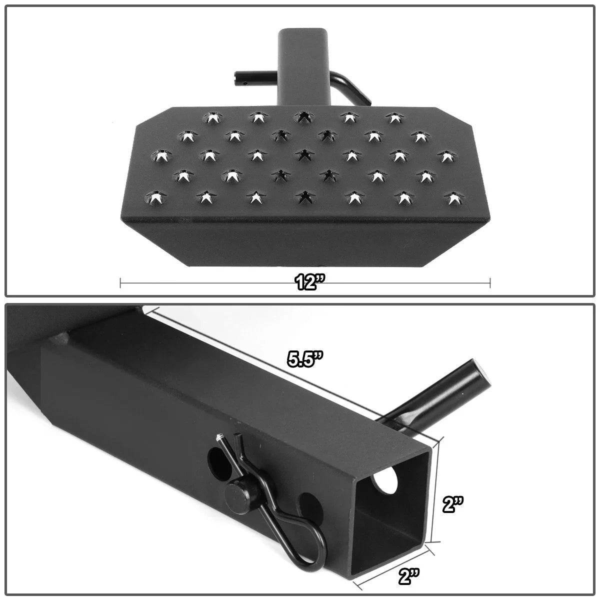 2" Receiver Trailer Tow Hitch Step Bar Rear Bumper Guard Universal Fit