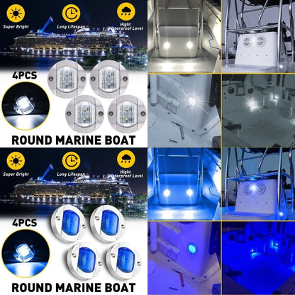 Set of 4 Waterproof LED Deck Lights for Marine Boats
