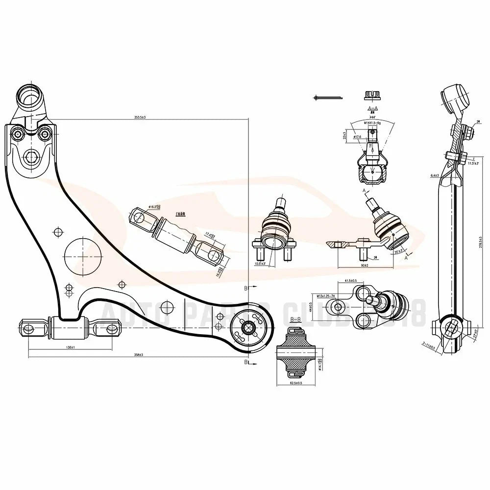 Set of 10 Front Lower Control Arms Tie Rods Ball Joints for Toyota Sienna (2004–2010)