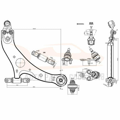 Set of 10 Front Lower Control Arms Tie Rods Ball Joints for Toyota Sienna (2004–2010)