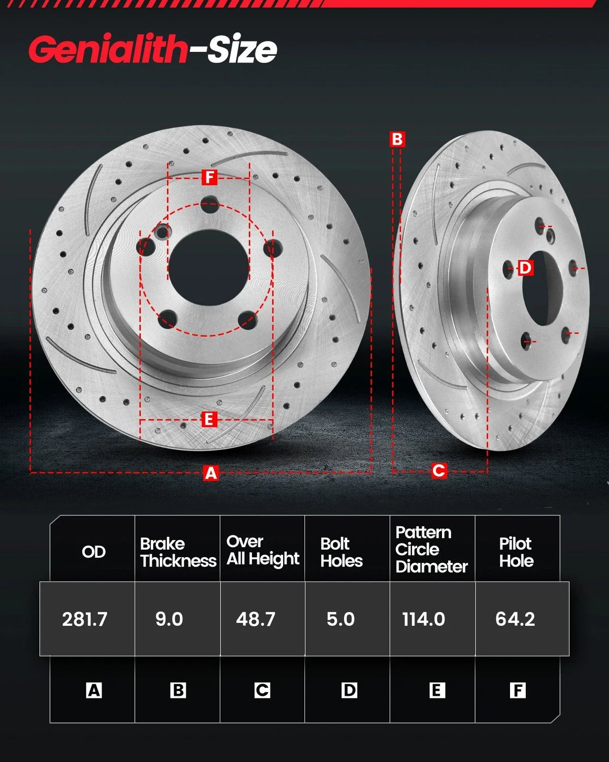 Rear Brake Calipers with Drilled Slotted Rotors for 2015 Honda Civic