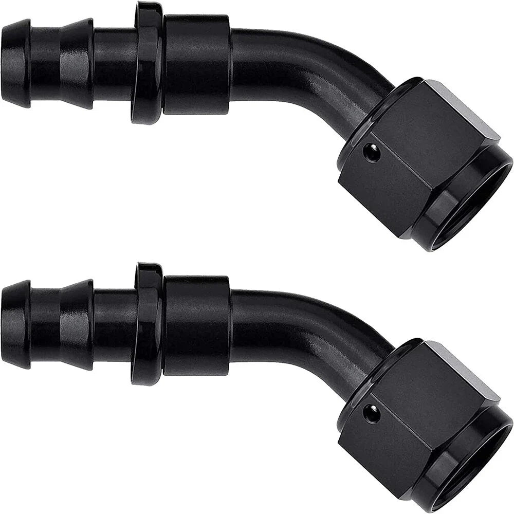 Push Lock Hose Fittings 8AN 45° for Rubber Fuel Line 1/2" (2 Pack)