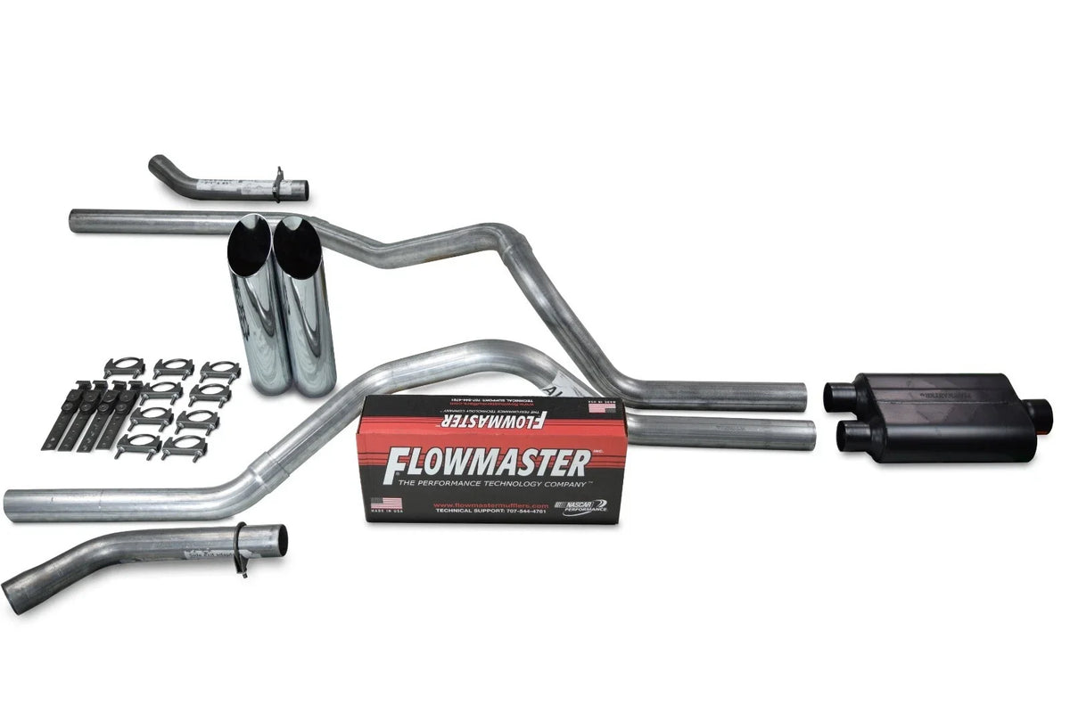 2.5" Dual Exhaust Kit for Ford F150 (2015–2020) Flowmaster 40 Slash Tip