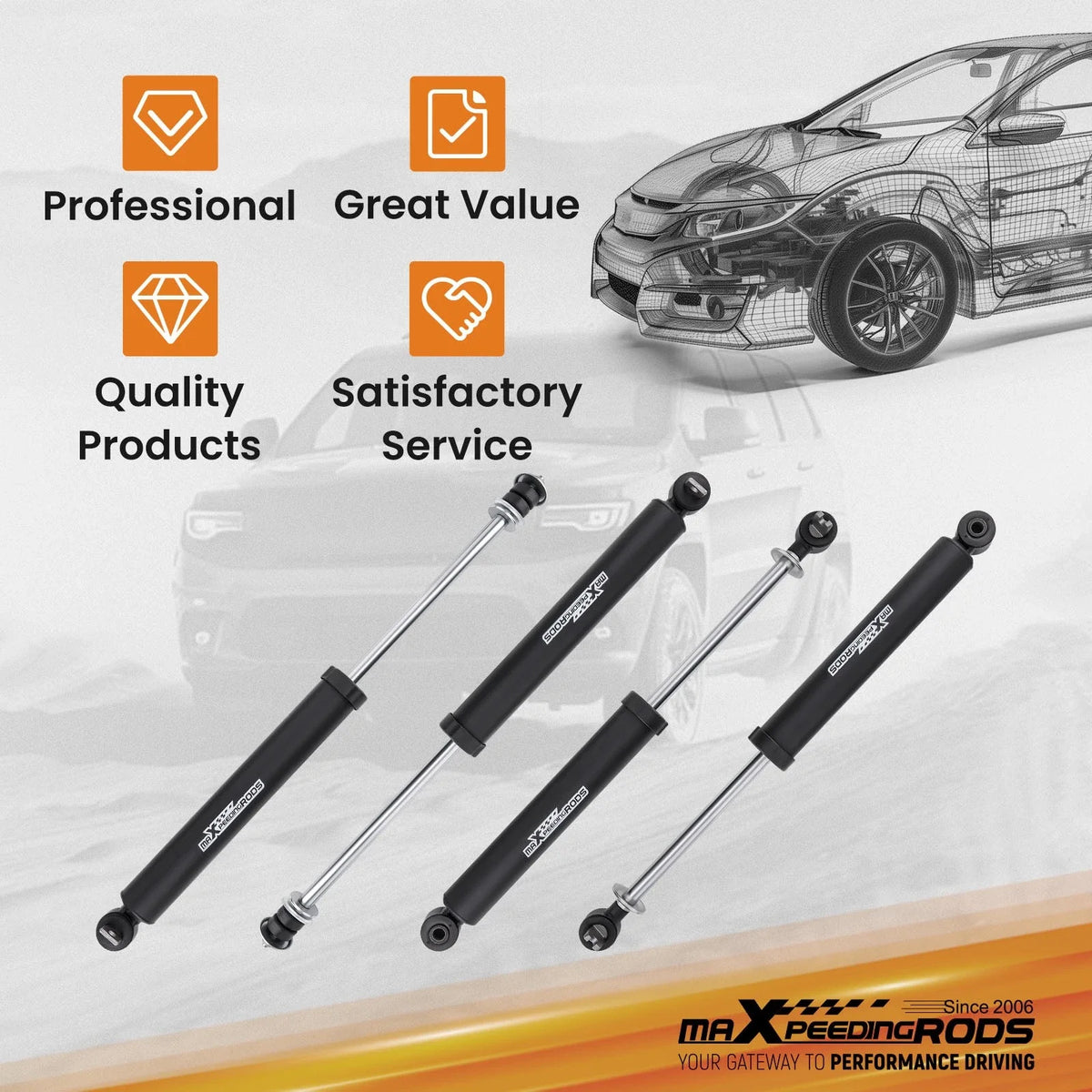4" Lift Kit for Jeep Wrangler TJ (2003-2006) with Shocks & Coil Springs