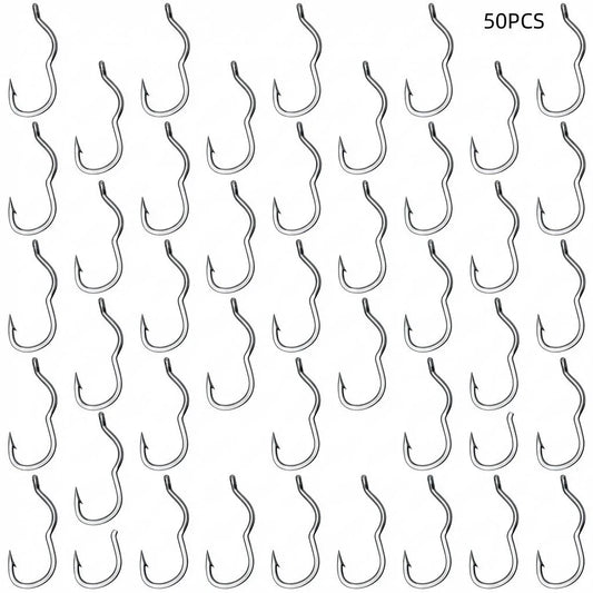 50pcs Low-Damage Fishing Hooks Reversible Anti-Slip with Barb