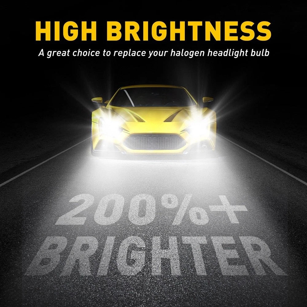 High Low Beam H4 9003 LED Headlight Bulbs Set of 2 (24000LM, 6500K)