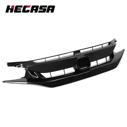 Front Hood Mesh Grille for Honda Civic Sedan Coupe (2019–2021) Glossy Black