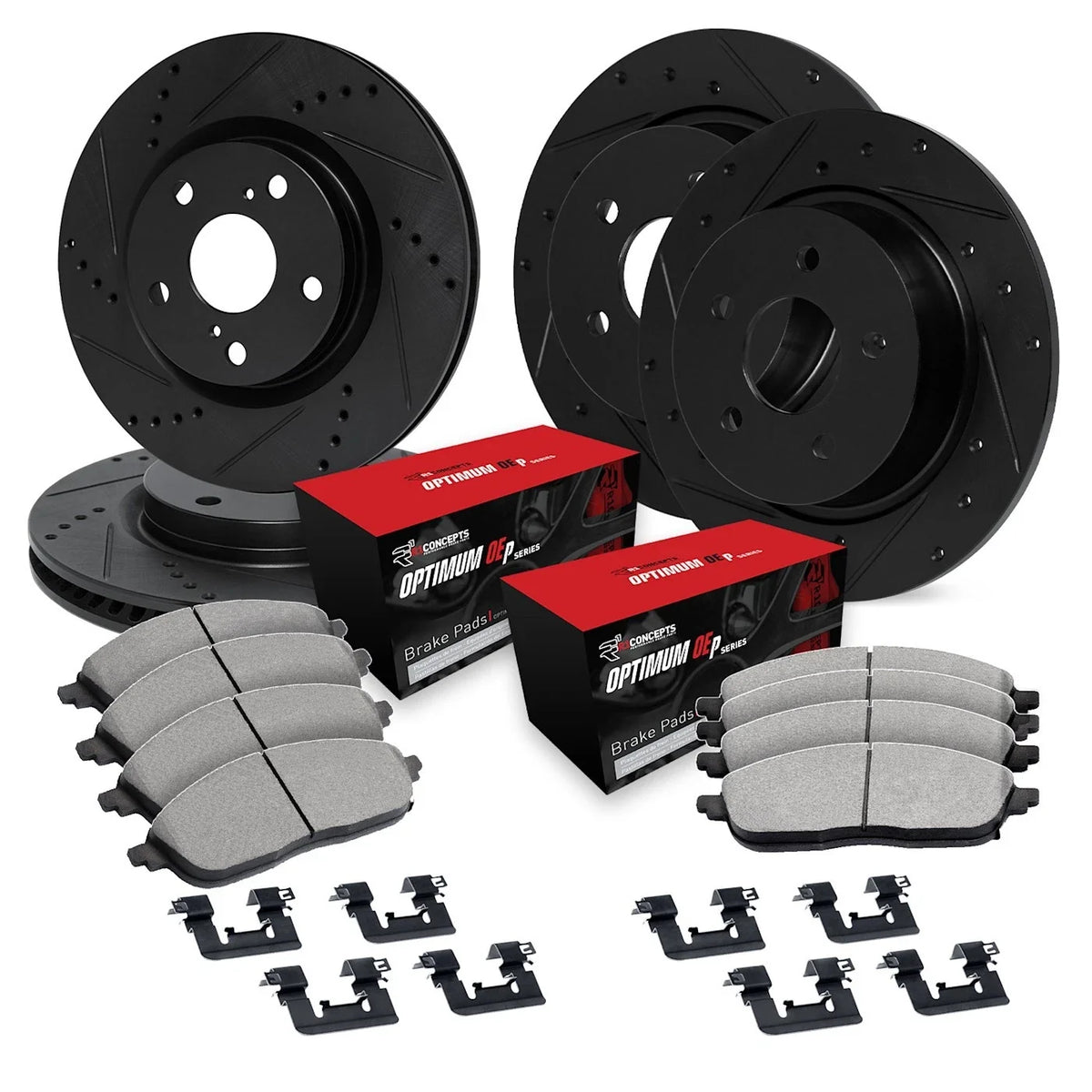 Set of 4 Brake Disc and Pad Kits for WHUH2 (Front & Rear)