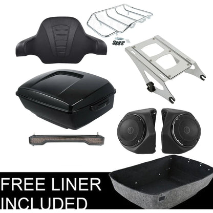 Mount Rack & Tail Light Speakers Trunk Pad for Harley Touring 2014-2026