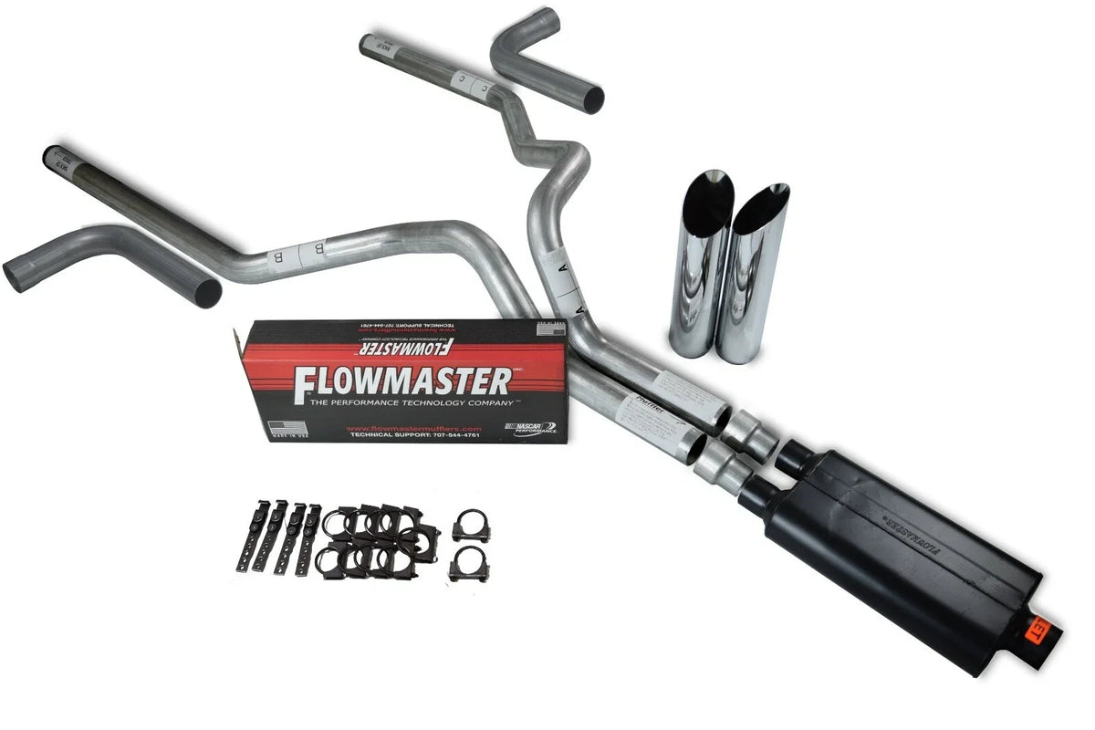 Dual Exhaust Kit for Ford F150 (2015–2020) 3" Flowmaster Slash Tip Side Exit