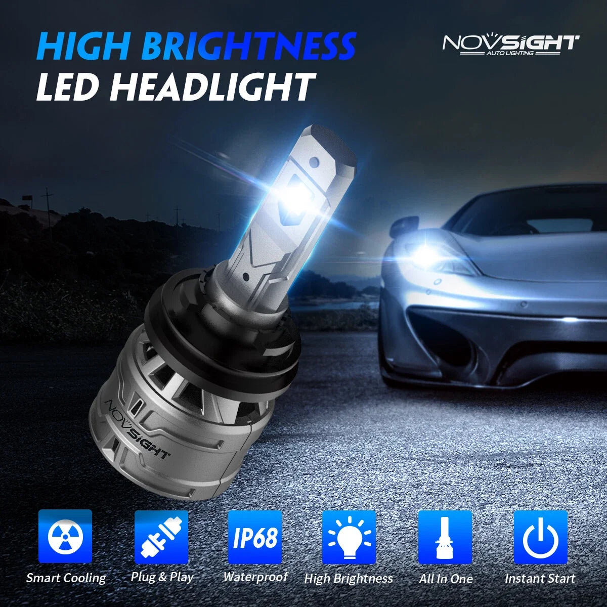 2X 9012 LED Headlight Bulbs for 6500K 60W High Low Beam