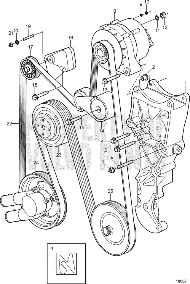 Serpentine Alternator Water Pump Belt for Volvo Penta 4.3L 5.0L 5.7L 3860086