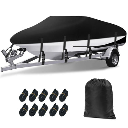 Heavy Duty 210D Boat Cover for V-Hull 17FT-19FT - Waterproof