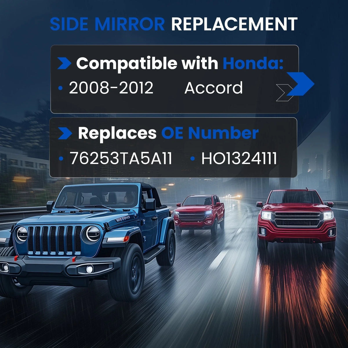 Power Heated Mirror Glass for Driver Side Honda Accord (2008-2012)