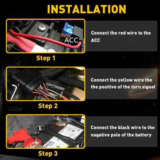 2X LED Amber/White Sequential Turn Signal Strip Lights for Universal (2010–2023)