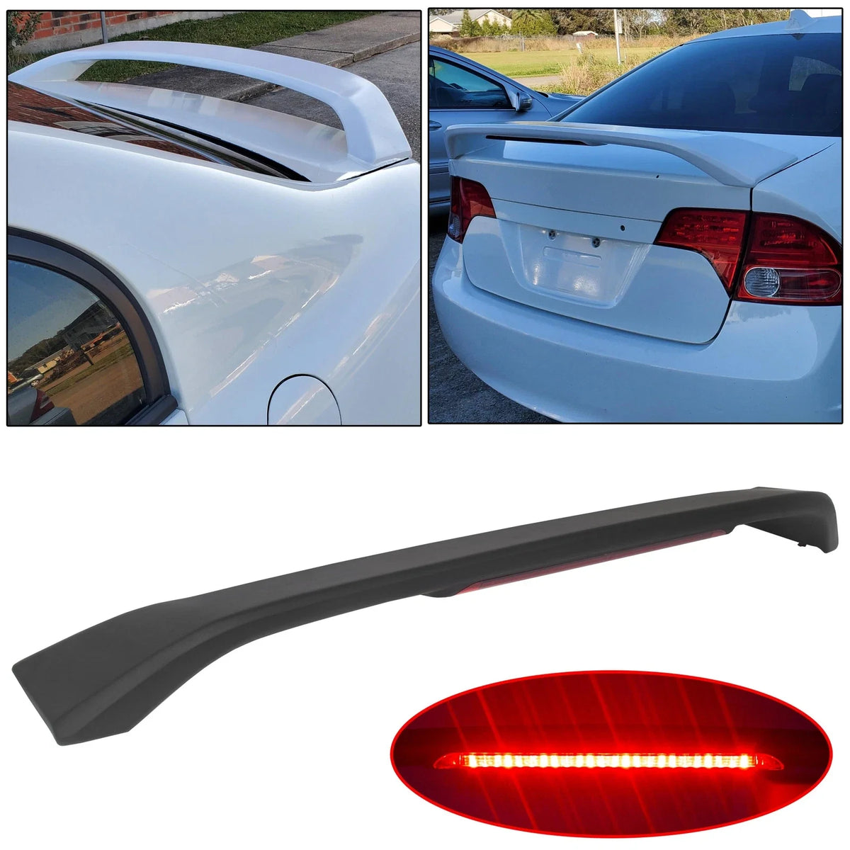 Paintable Trunk Spoiler Wing with LED Brake Light for Honda Civic 2006–2011