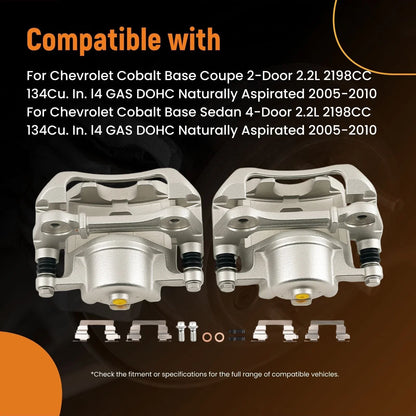 Set of Front Brake Calipers w/Bracket for Chevrolet Cobalt 2005-2010
