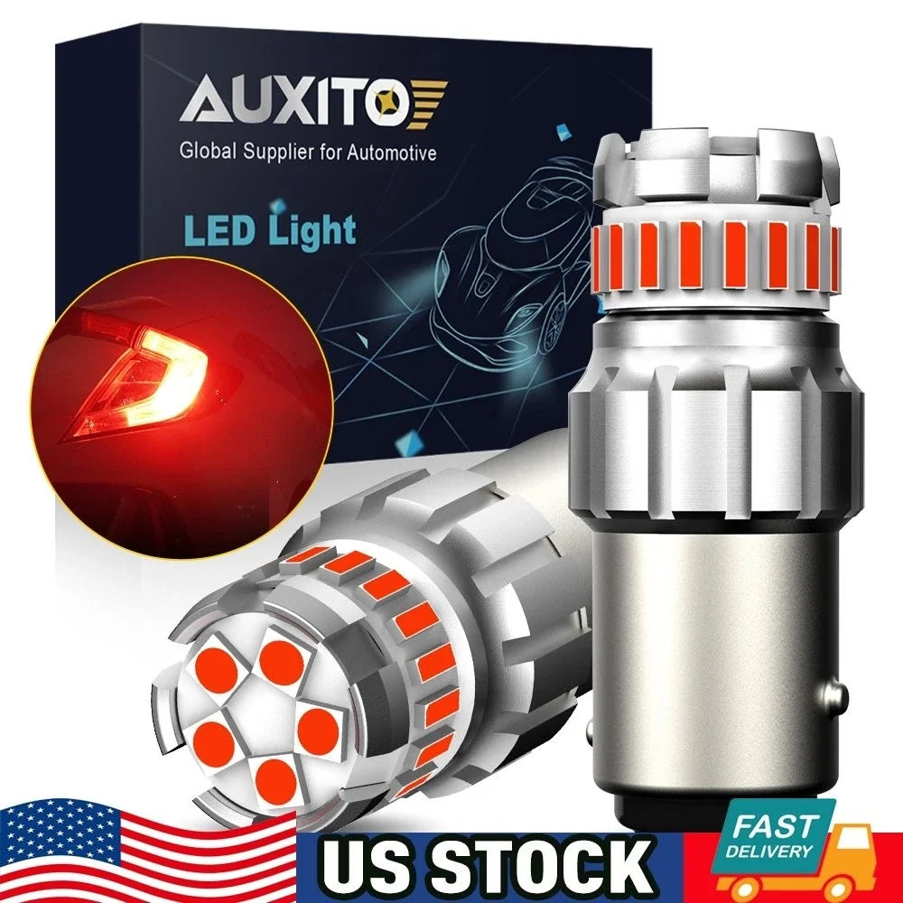 2X 1157 LED Pure Red Brake Tail Stop Light Bulbs for