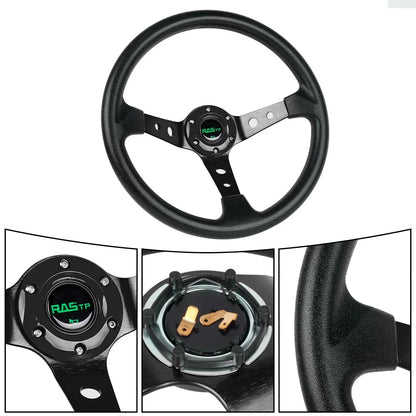 14" Racing Steering Wheel for Universal Fit - Deep Dish 6 Bolt