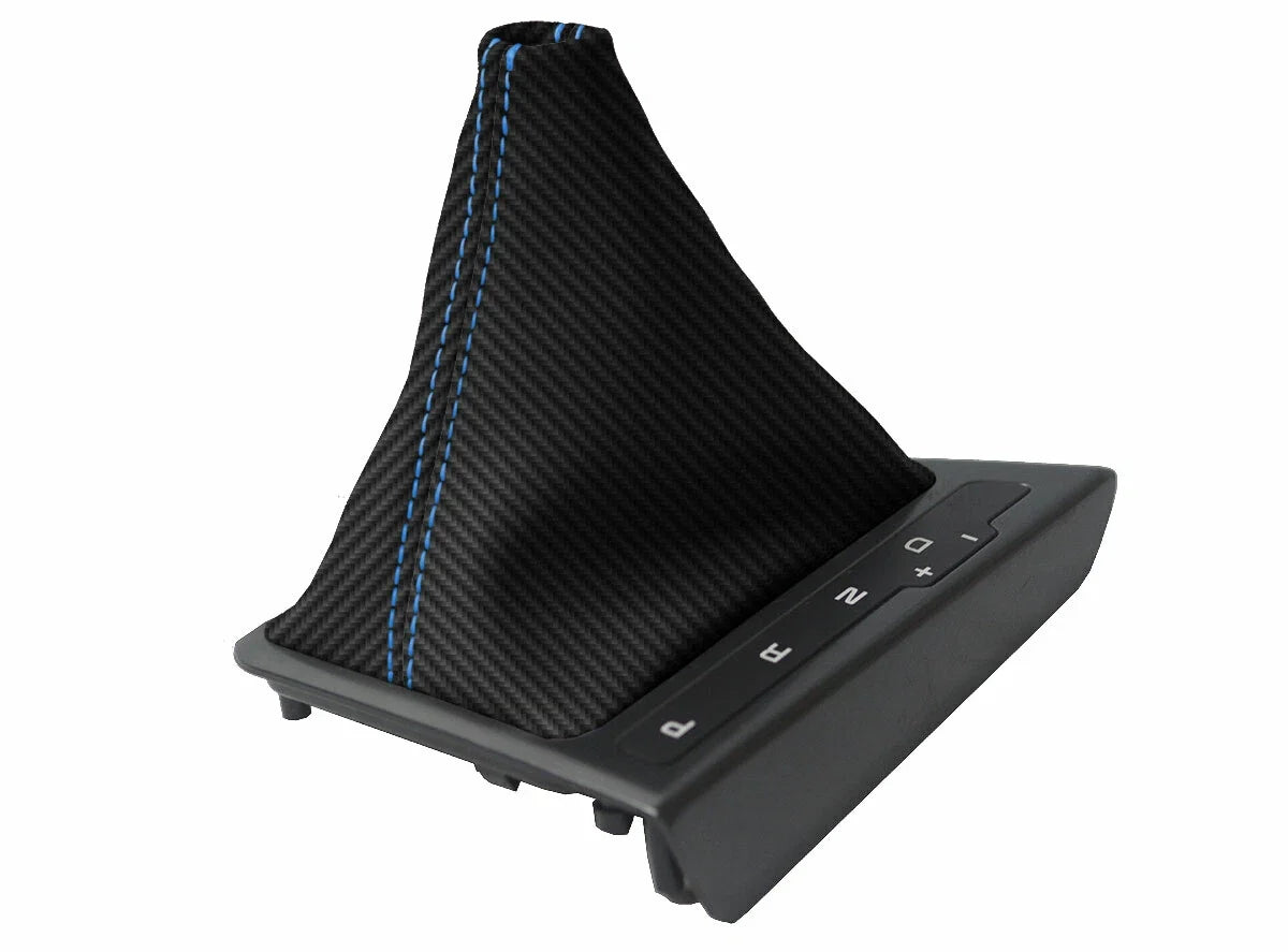 Automatic Shift Boot Cover for Kia Optima (2011–2015) Carbon Fiber Blue Stitch