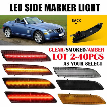 2X Front & Rear Smoke Side Marker Lights for 2004–2008 Chrysler Crossfire