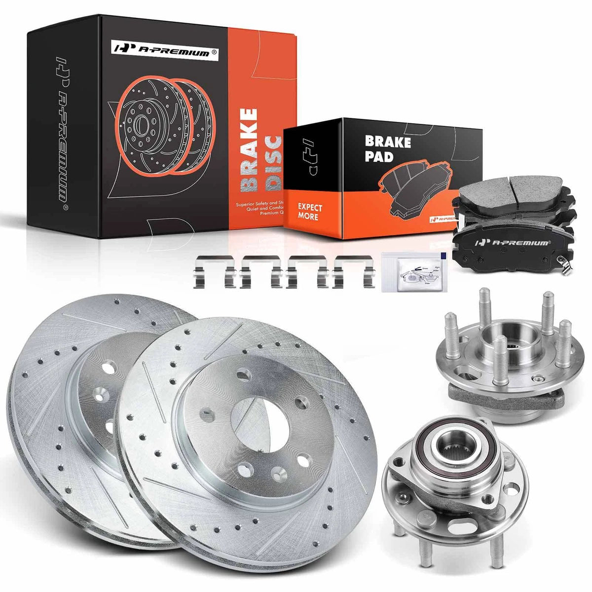 Front Drilled Brake Rotor & Pad Set for Chevy Malibu (2013–2015)