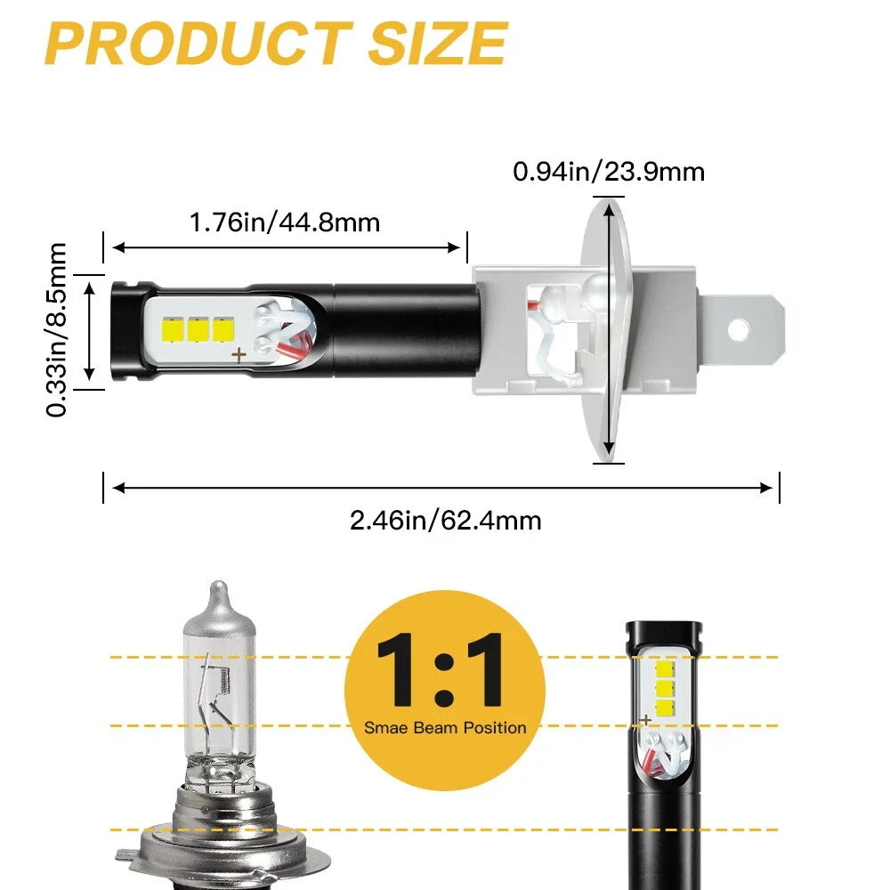 1600LM H1 LED Headlight Bulb Kit 6000K by NIGHTEYE for Cars Universal