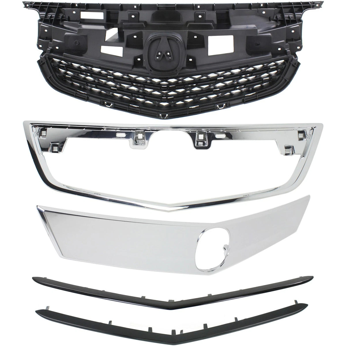 Grille Assembly Kit for Acura TL (2012–2014) Paintable Plastic, Cover, Trim