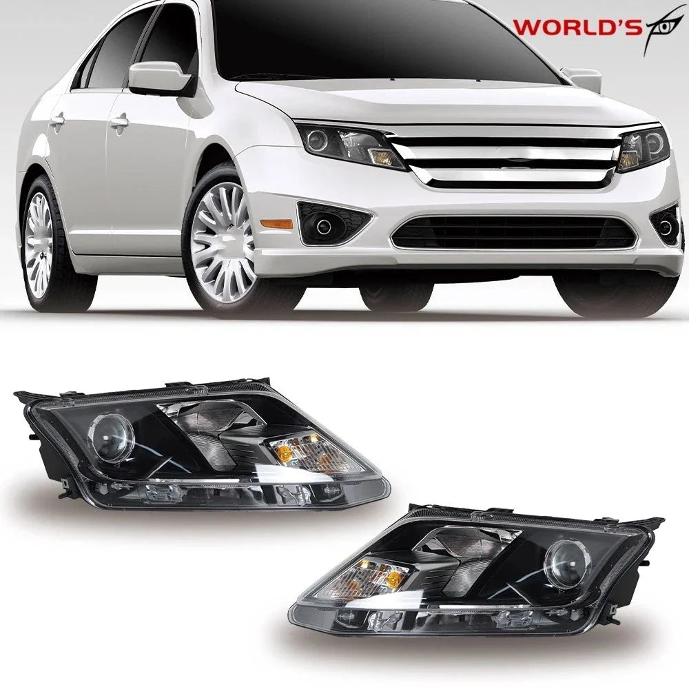 Set of 2 Projector Halogen Headlights for Ford Fusion (2010–2012) Black Housing