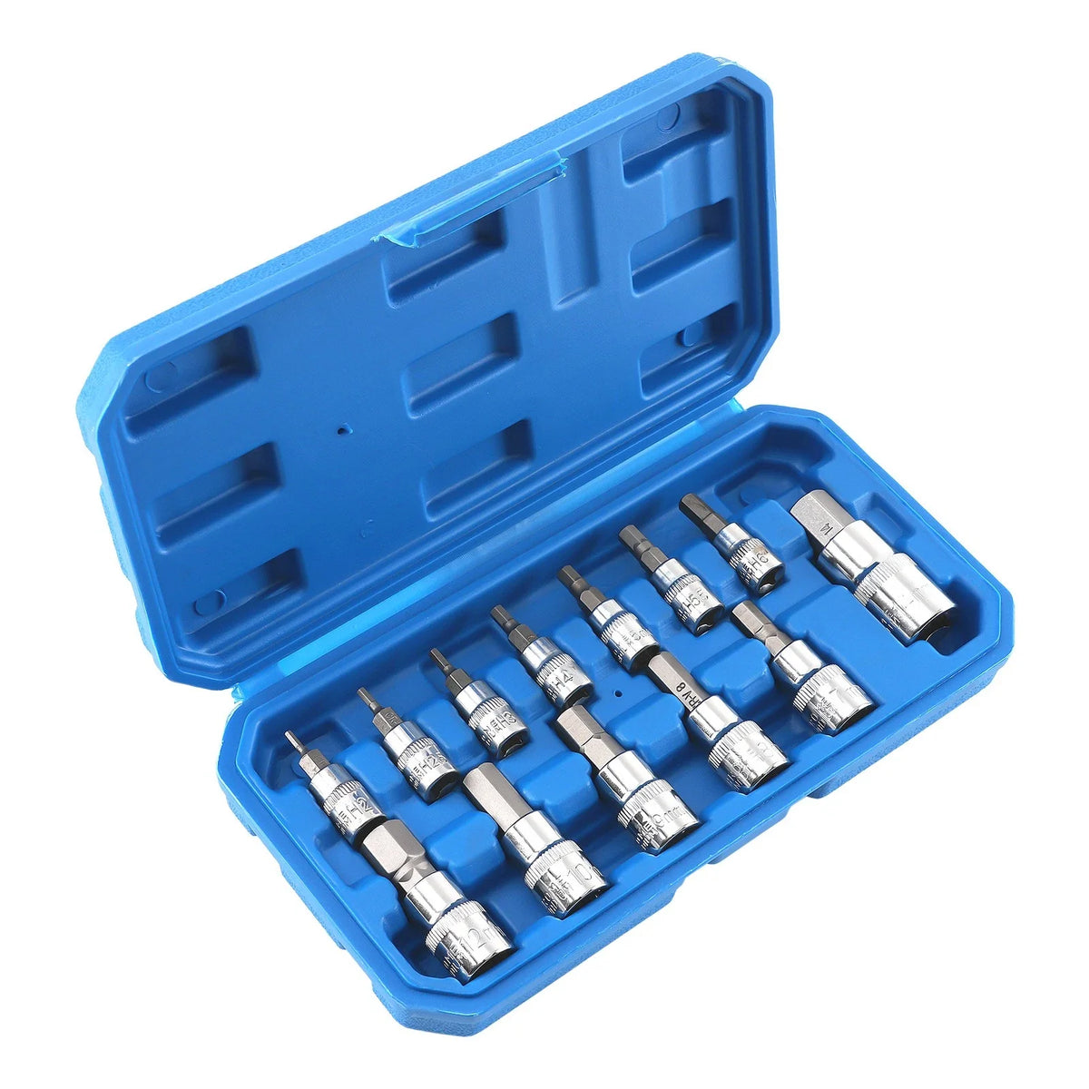 Hex Bit Socket Set (Metric) - 13 Pieces for 1/4, 3/8, 1/2 Drive