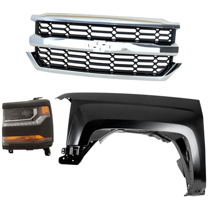 Headlight Kit for Chevrolet Silverado 1500 (2016–2018) Left LH HID/Xenon Assy