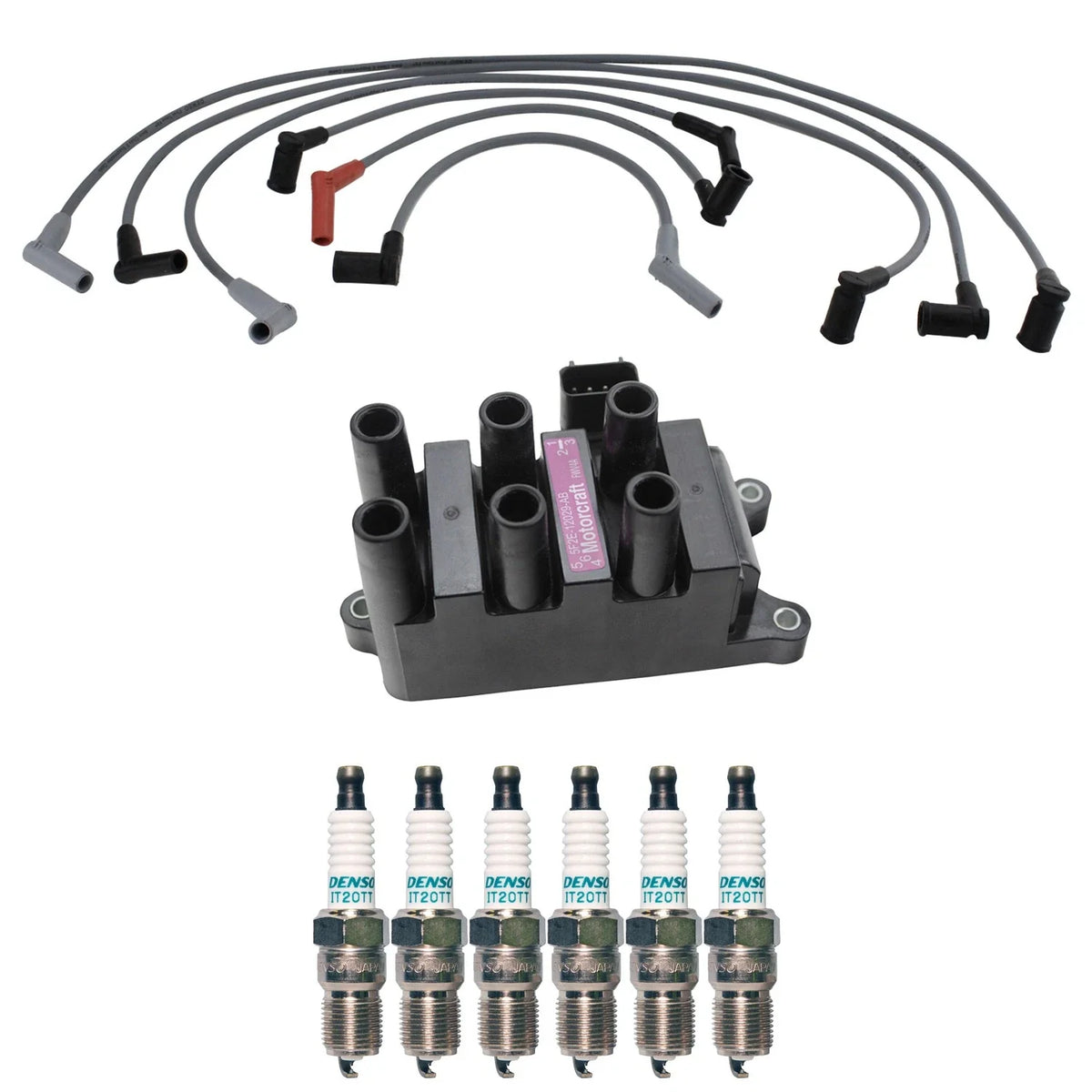 Ignition Coil & Denso 6 Iridium TT Spark Plugs Wire Set for E-150