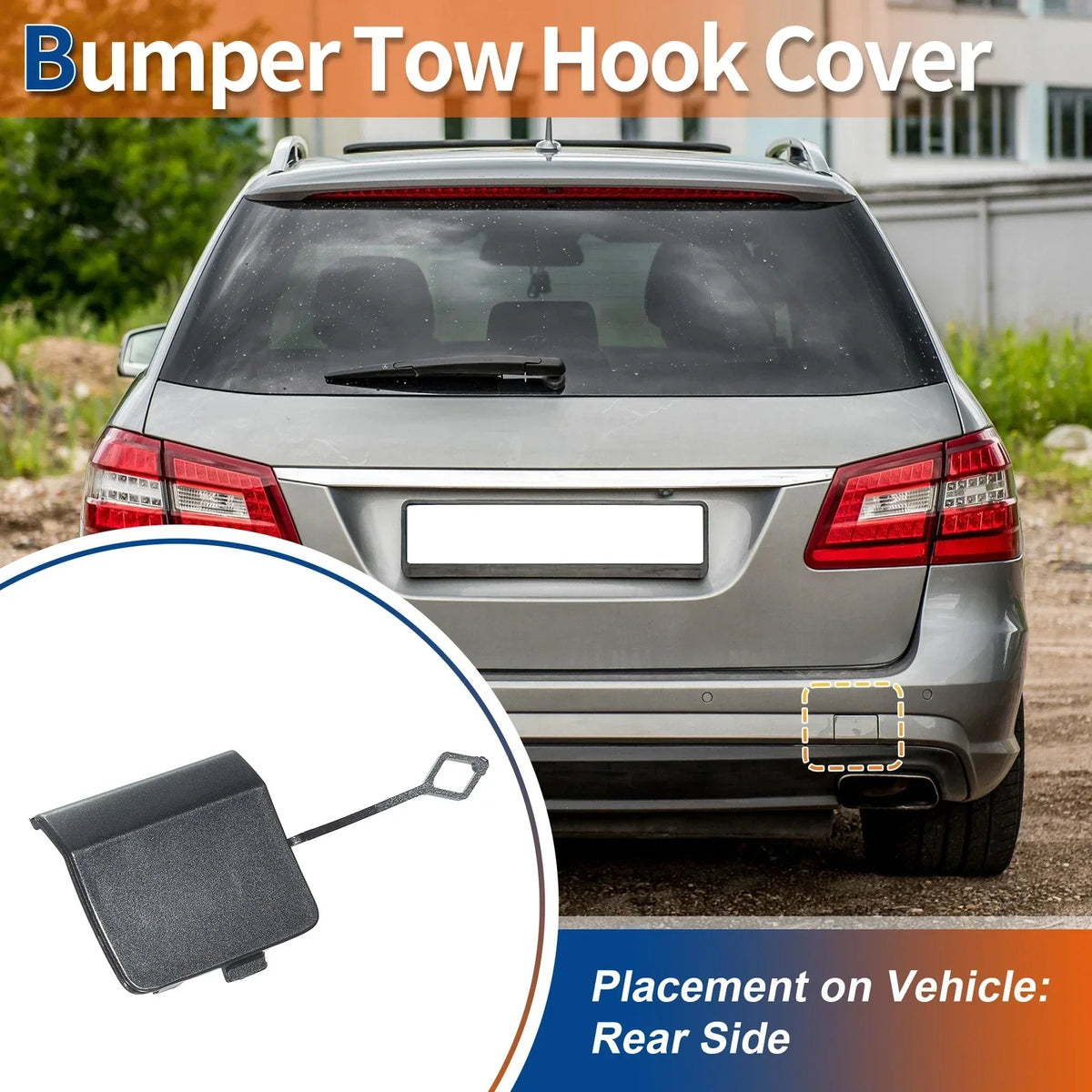 Tow Hook Cover - Rear Gray for Mercedes-Benz E200 W212 2010-2016