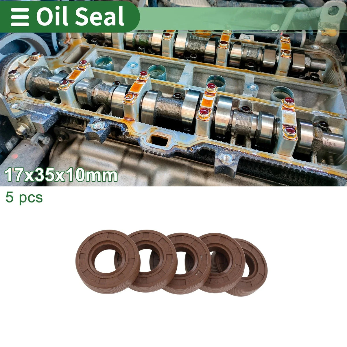 Oil Seal FKM Rubber 17x35x10mm for Various Models (5 Pcs)