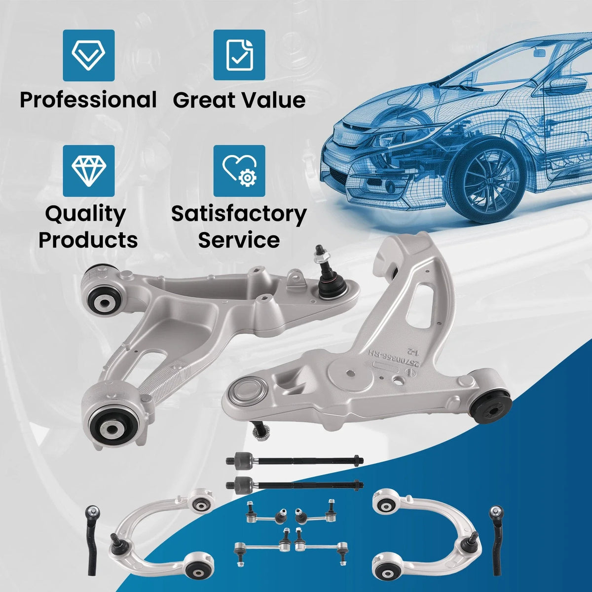 12-Piece Control Arm Kit for Cadillac CTS Front Suspension (2003-2007)