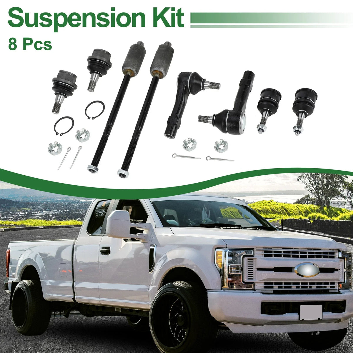 8pcs Front Suspension Kit Inner Outer Tie Rod End Ball Joint for Ford Explorer (2011–2021)