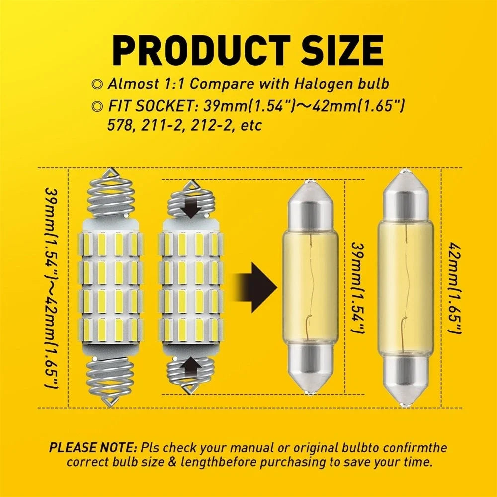 LED License Plate Light for AUXITO (39mm-42mm)
