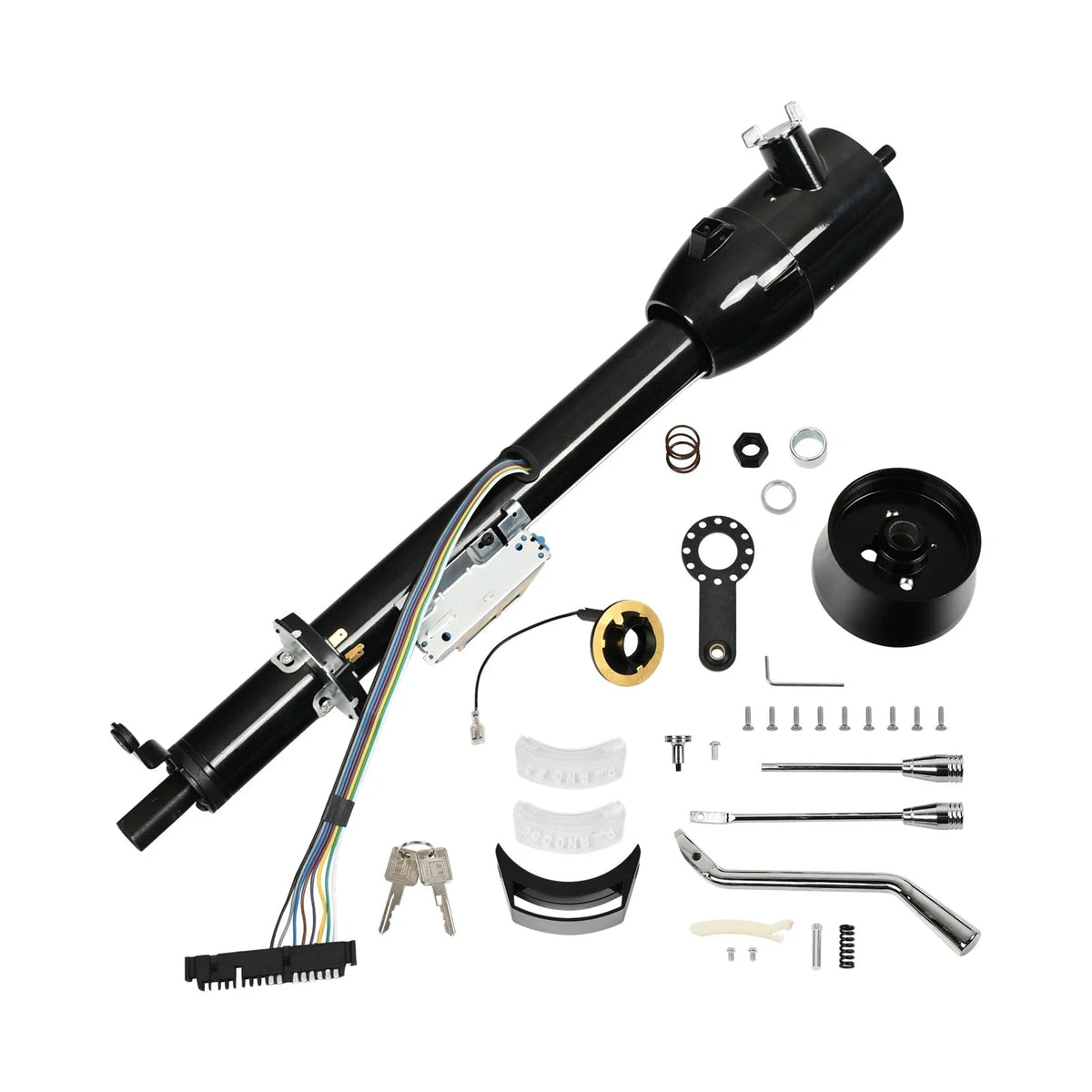 28" Black Tilt Automatic Steering Column w/ Key & 9 Bolt Adapter for