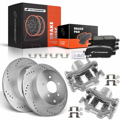Set of 8 Rear Drilled Rotors and Pads for Nissan Murano Pathfinder
