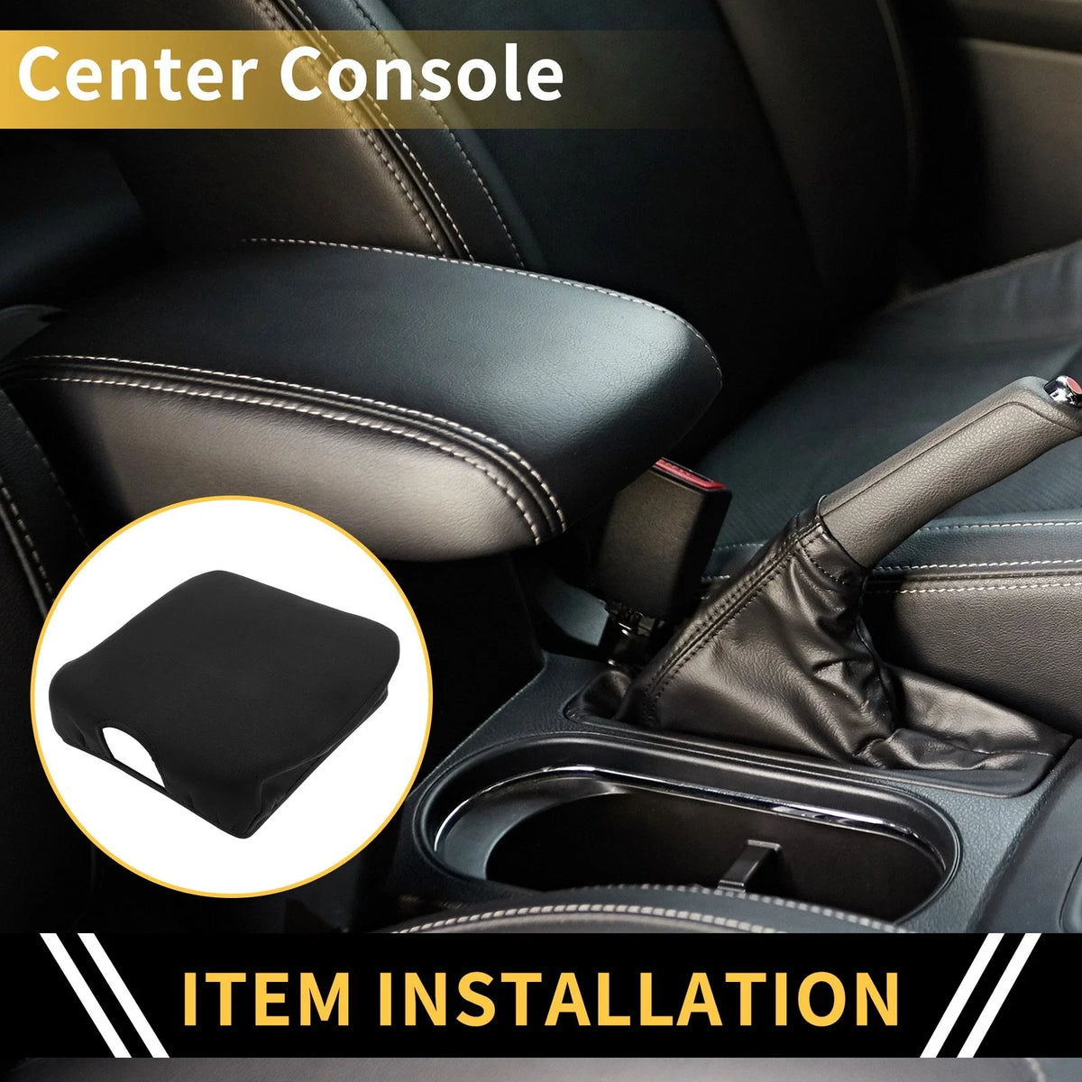 Center Console Lid Armrest Cover for Dodge Ram (Microfiber Leather)