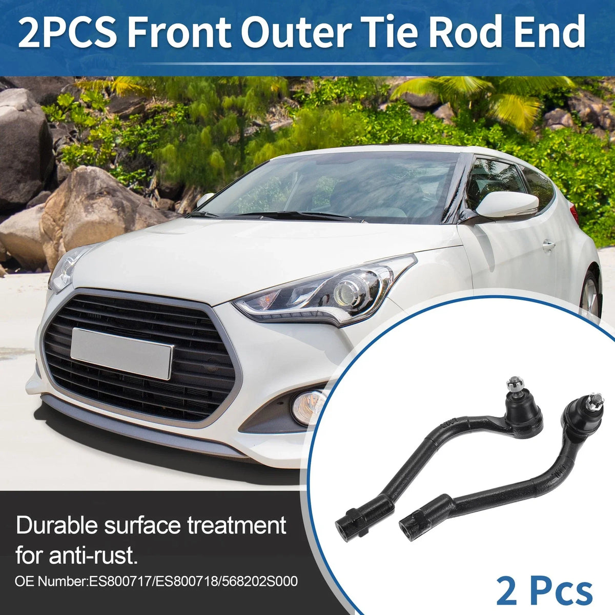 2X Front Outer Tie Rod End Links for Kia Sportage Optima (No. ES800717/ES800718)