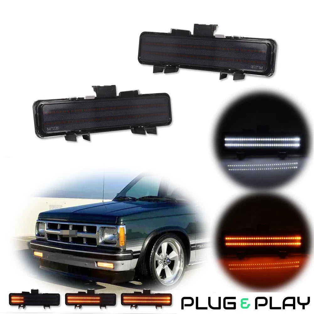 2X Smoke Lens Switchback LED DRL Turn Signal Light for Chevy S10 Blazer