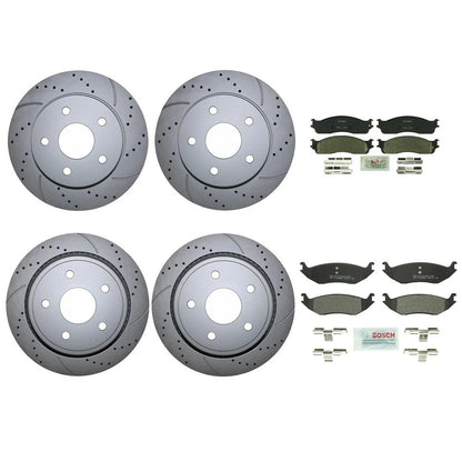 Drilled Disc Front Rear Brake Kit for Dodge Ram 1500 - Bosch QuietCast