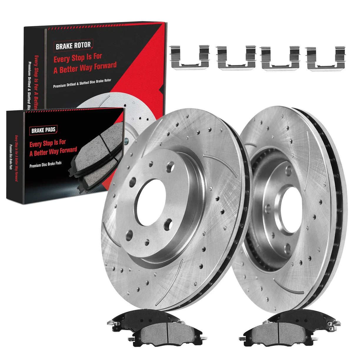 Front Brake Pads and Drilled Rotors for 2008-2011 Ford Focus