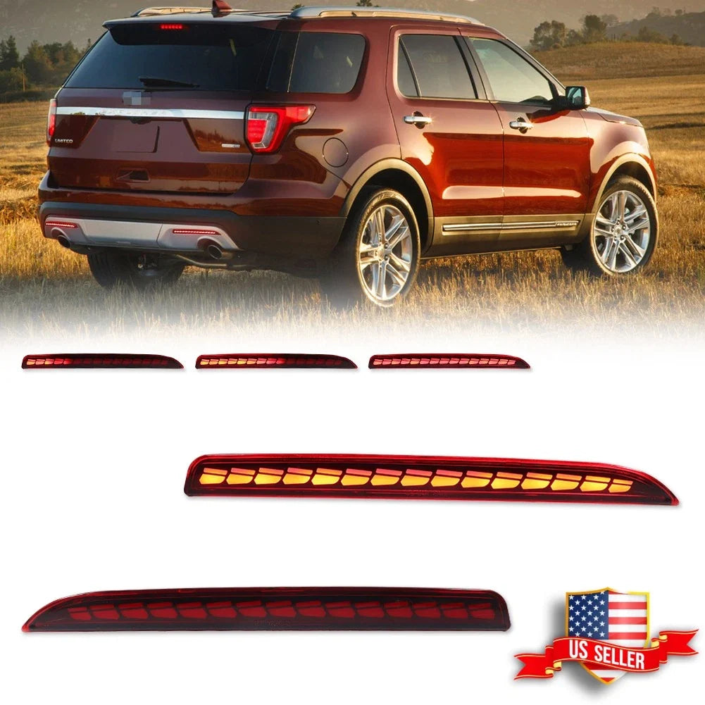 2X Red LED Rear Bumper Reflectors for Ford Explorer (2016–2019)